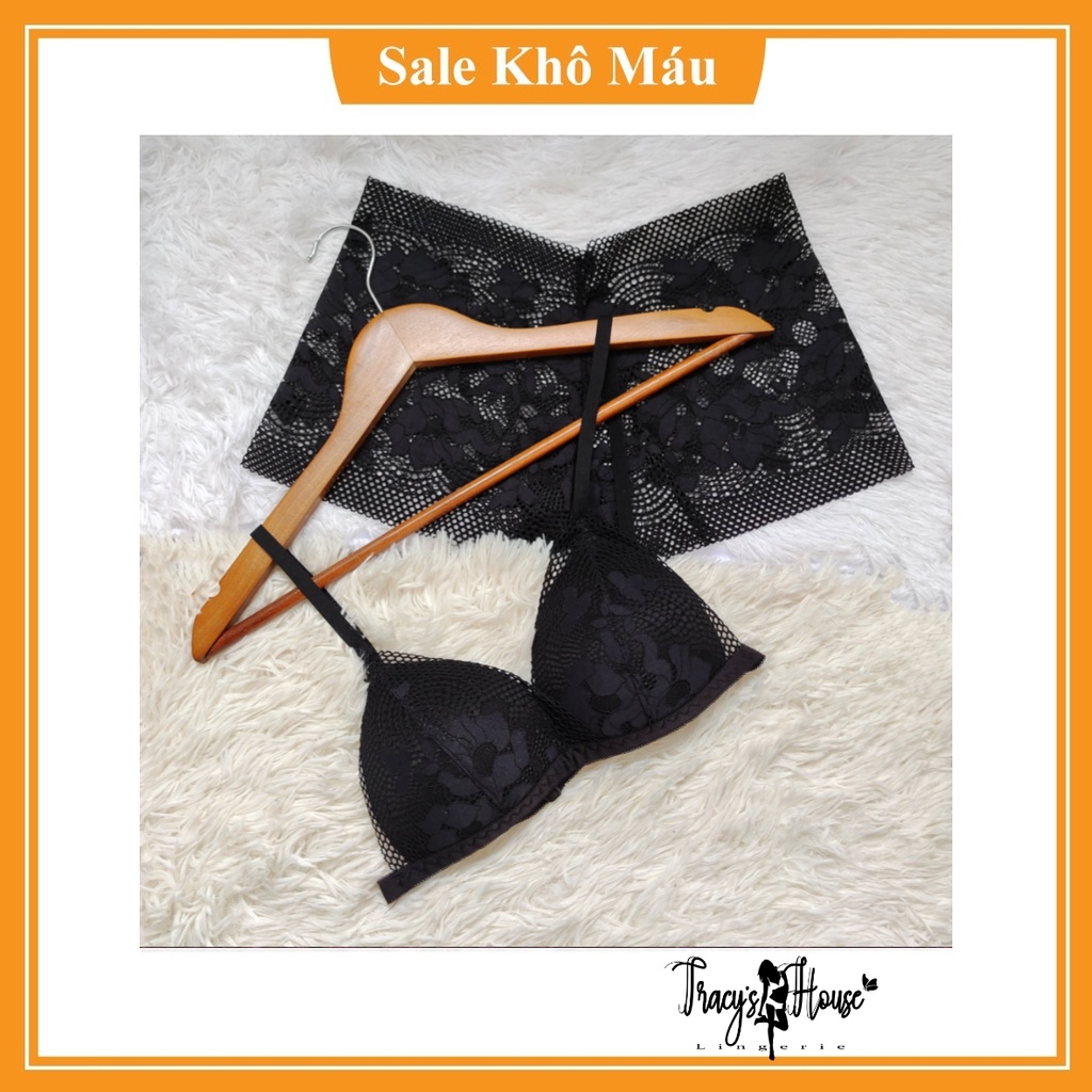 Set Bra - Bralette ren sexy không gọng, mút mỏng - Màu đen - NY35
