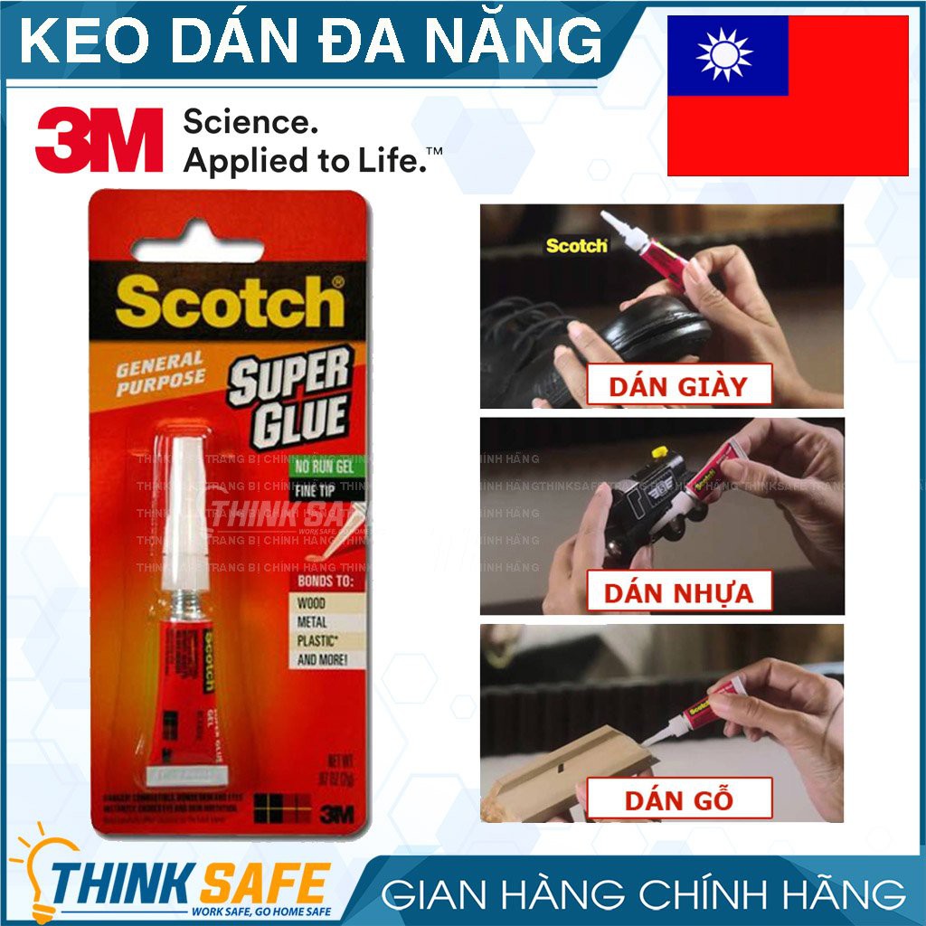 Keo dán đa năng siêu dính 3M Scotch AD113 nhanh khô, trong suốt, siêu dính dán: gỗ, nhựa, cao su, nỉ, giày dép (2 gram)