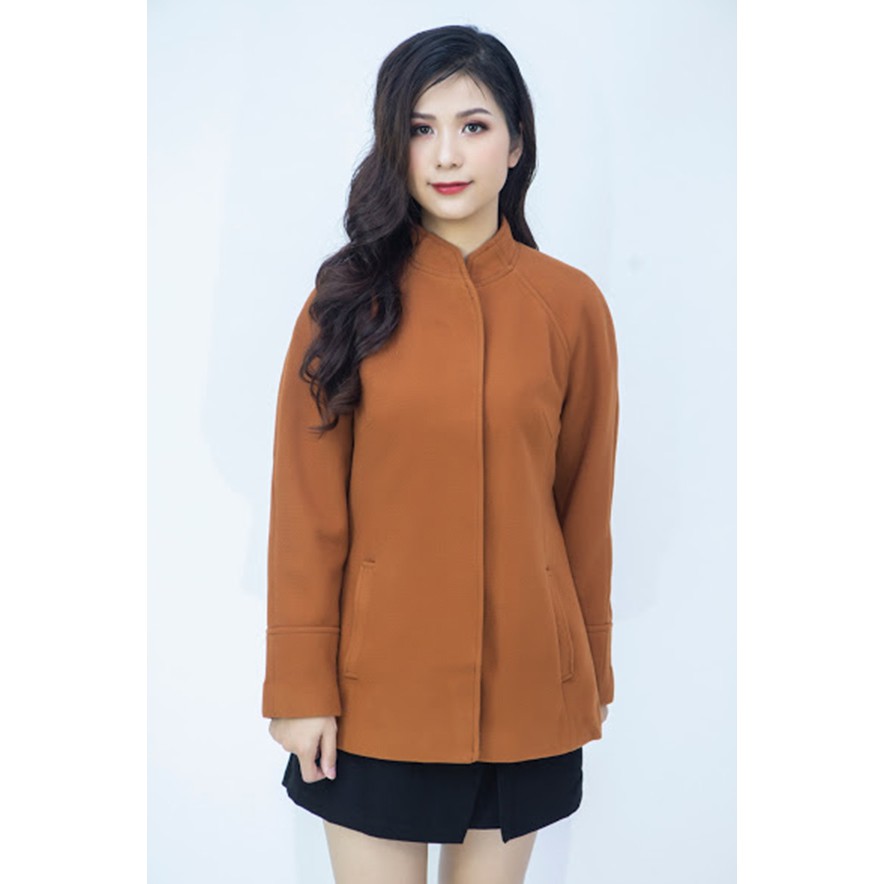 Áo khoác dạ Zenic màu nâu cổ trụ 63460 | BigBuy360 - bigbuy360.vn