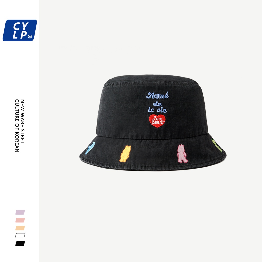 Nón Tai Bèo Vải Cotton Thêu Chữ Và Hình Gấu Dễ Thương Phong Cách Nhật Bản Thời Trang Xuân Hè Cho Nữ
