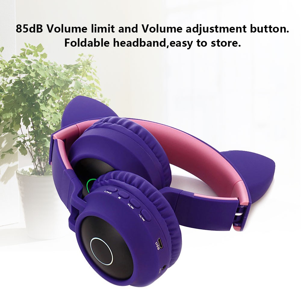 Tai Nghe Mèo Bluetooth, Headphone Tai Mèo Dễ Thương Có Mic,Âm Bass Mạnh Mẽ Và Dung Lượng Pin Khủng 400mAh BH 12 Tháng 5.