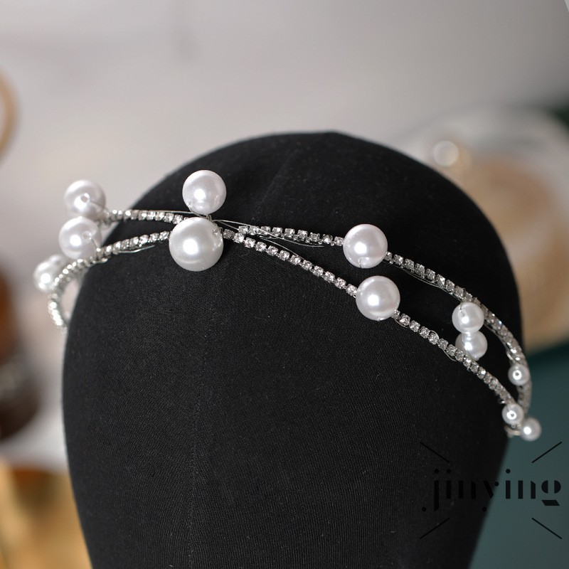 GETNOIVAS Băng đô ngọc trai đá nhân tạo thời trang quý phái