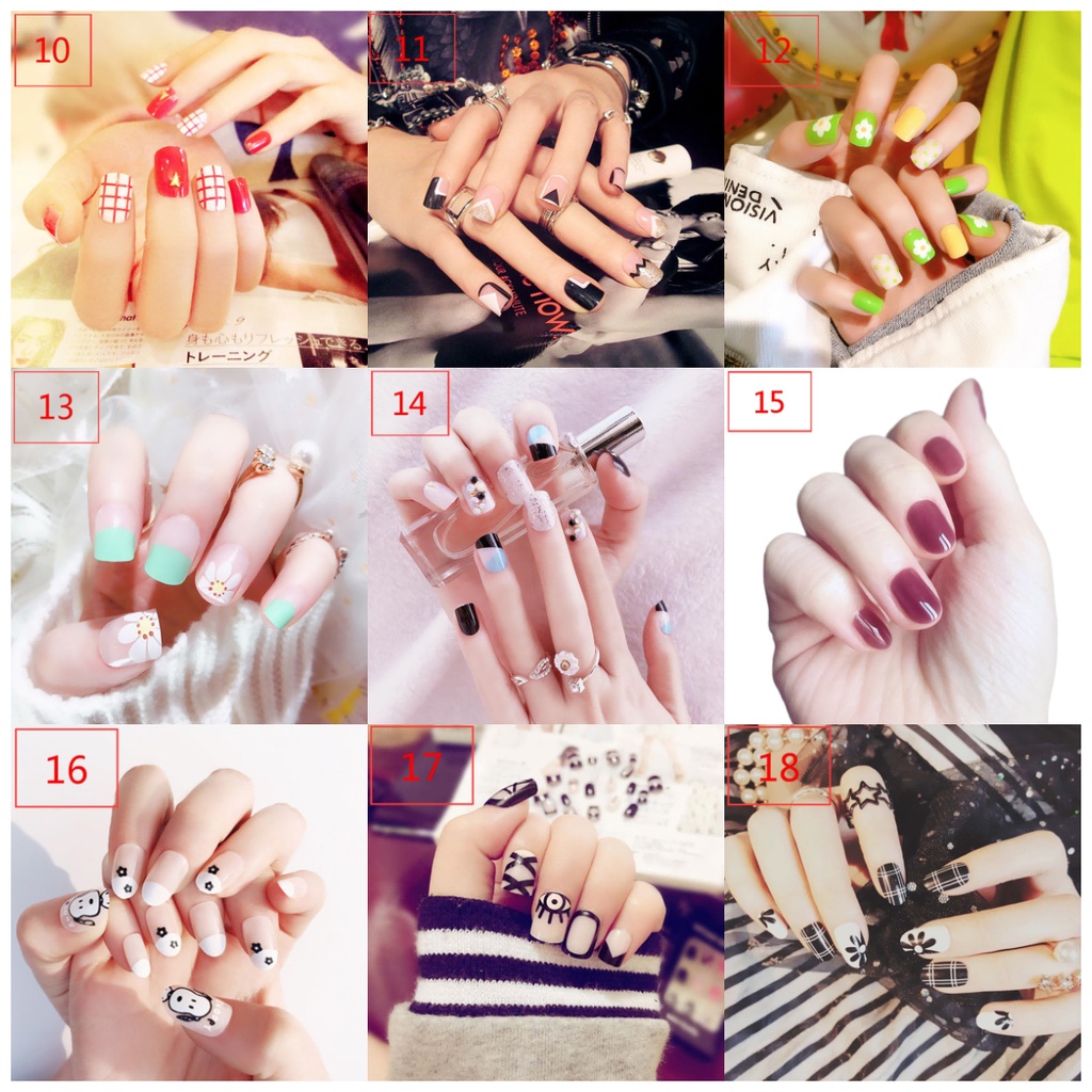 Set 24 Móng Tay Giả Họa Tiết Bò Sữa Đen Trắng Đáng Yêu Dùng Trang Trí Móng Nghệ Thuật