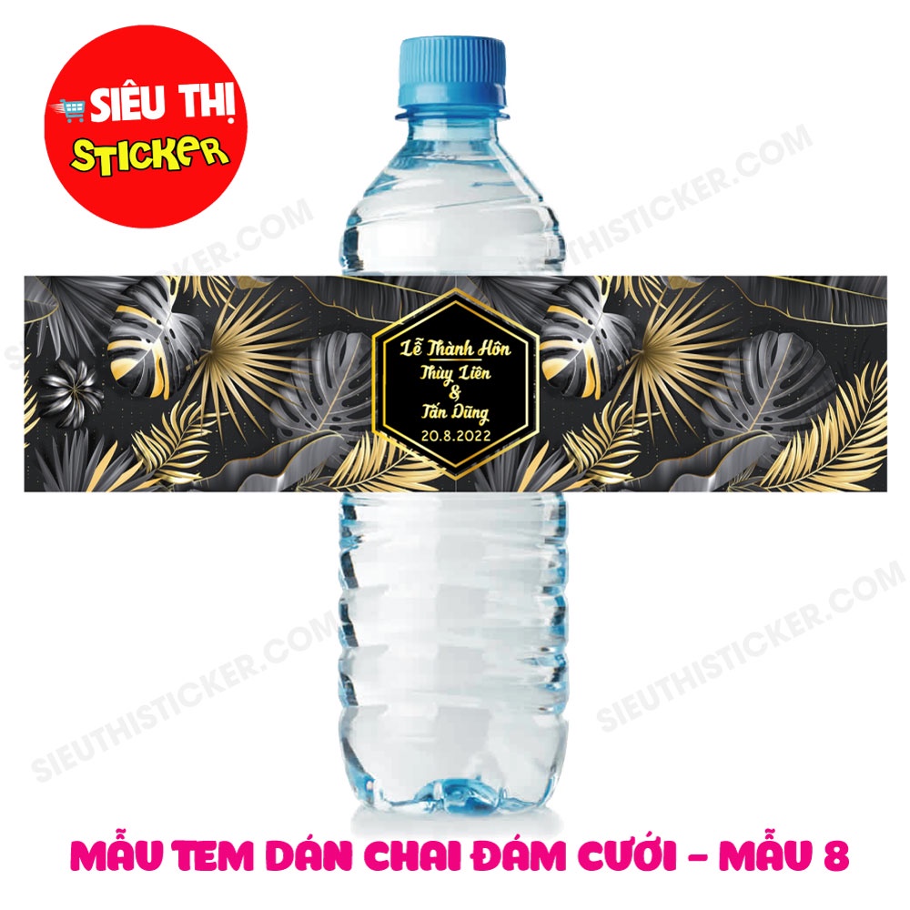 Combo 10 Tem nhãn dán chai nước suối đám cưới