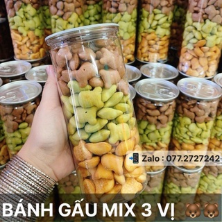 Bánh gấu thiên hồng mix 3 vị - hủ pet lớn 430gr