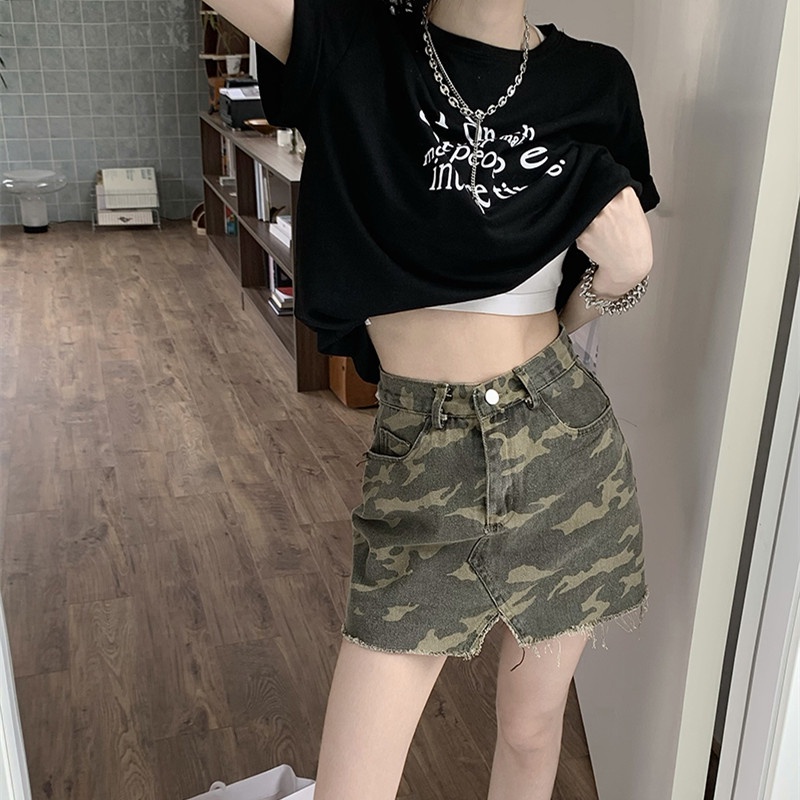 Chân Váy Denim Họa Tiết Rằn Ri Thời Trang Dành Cho Nữ