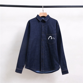 EVISU Áo Sơ Mi Denim Tay Dài Thời Trang Cho Cặp Đôi