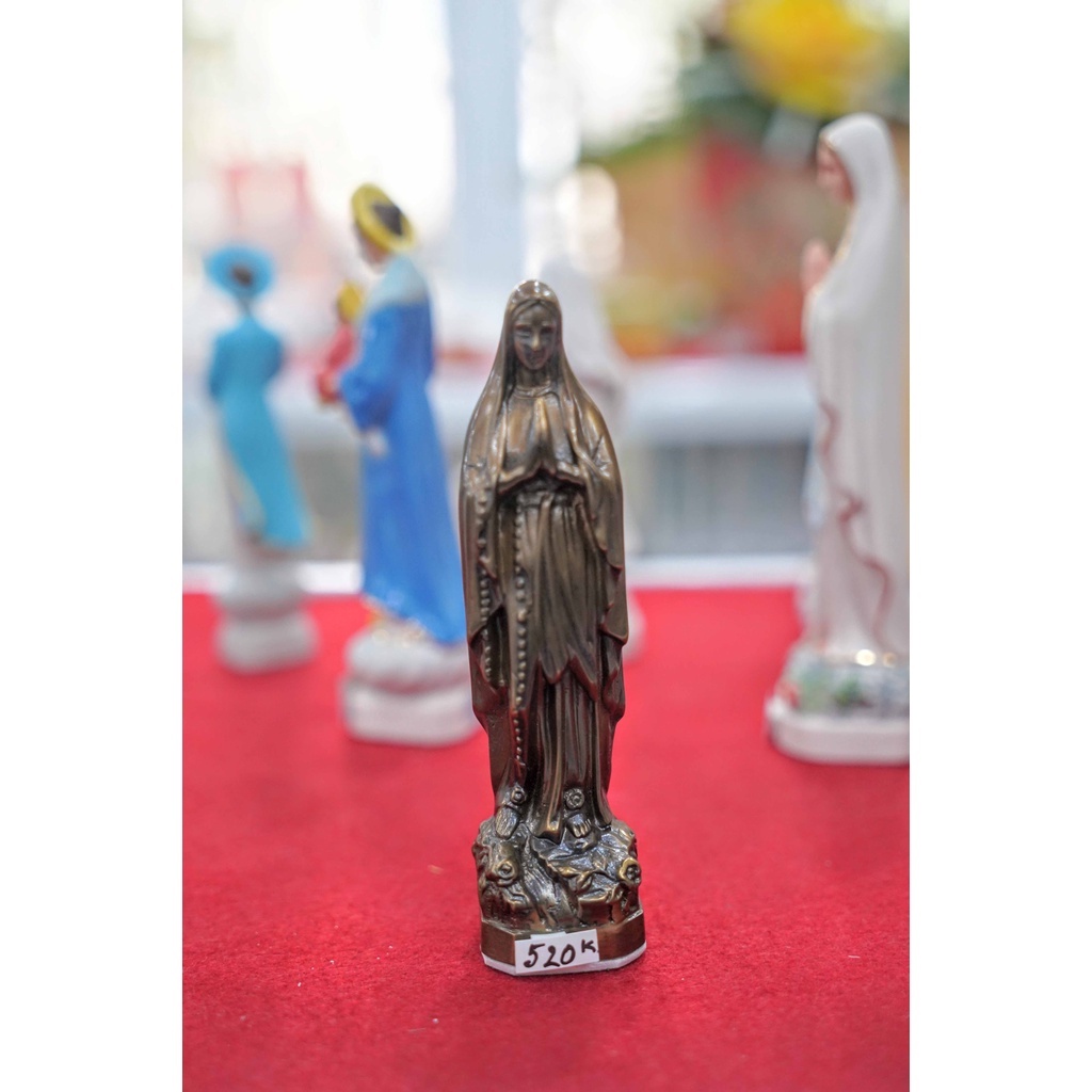 Tượng Đức Mẹ Maria - Đức Mẹ Lộ Đức bằng đồng 10cm - Tượng để oto, để bàn - Quà tặng Công Giáo