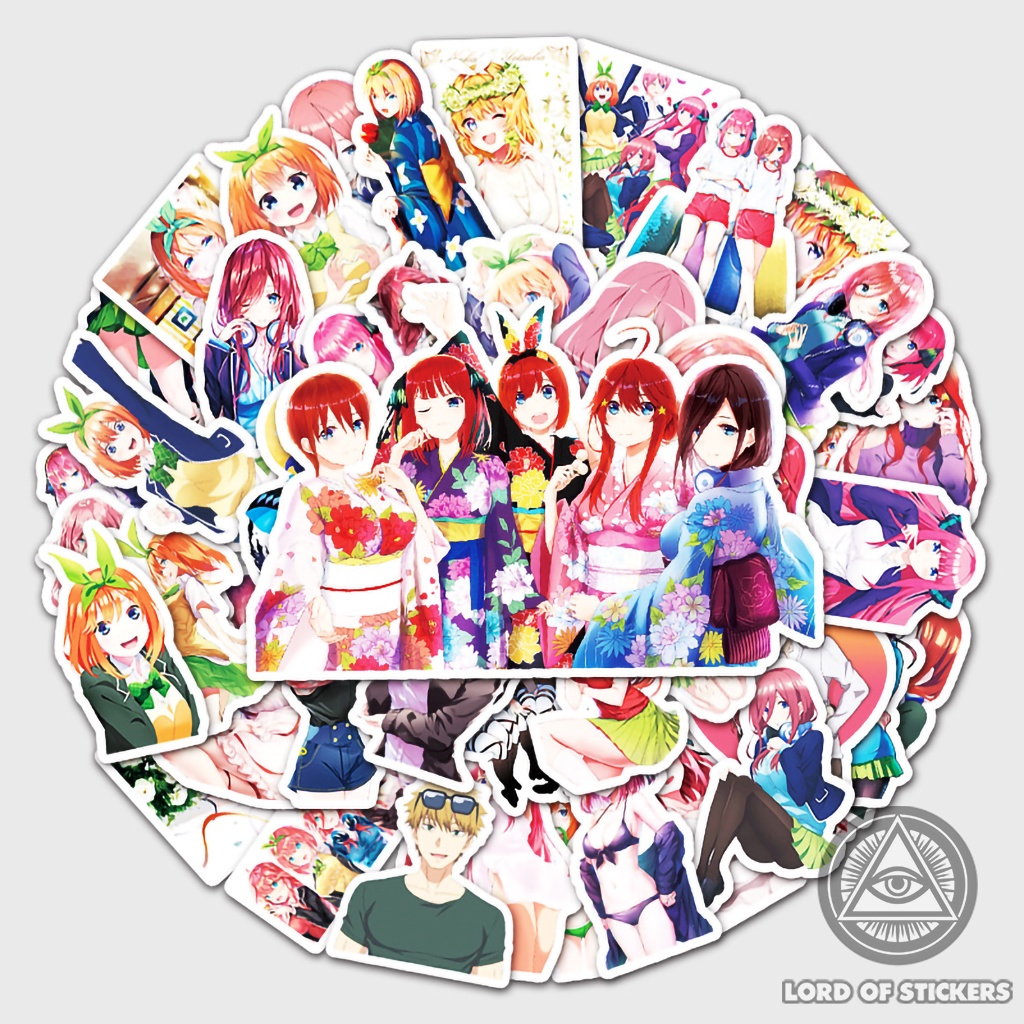 Set 50 Hình Dán Gotoubun No Hanayome Sticker Anime Manga Nhà Có 5 Nàng Dâu Chống Thấm Nước Trang Trí Mũ Bảo Hiểm, Laptop