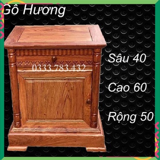 Tủ táp gỗ hương kê đầu giường có cánh và ngăn kéo cao 60x50x40