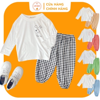 Bộ quần áo trẻ em af kid dài tay caro ulzzang cho bé trai bé gái từ 6 đến 18kg chất thun lạnh