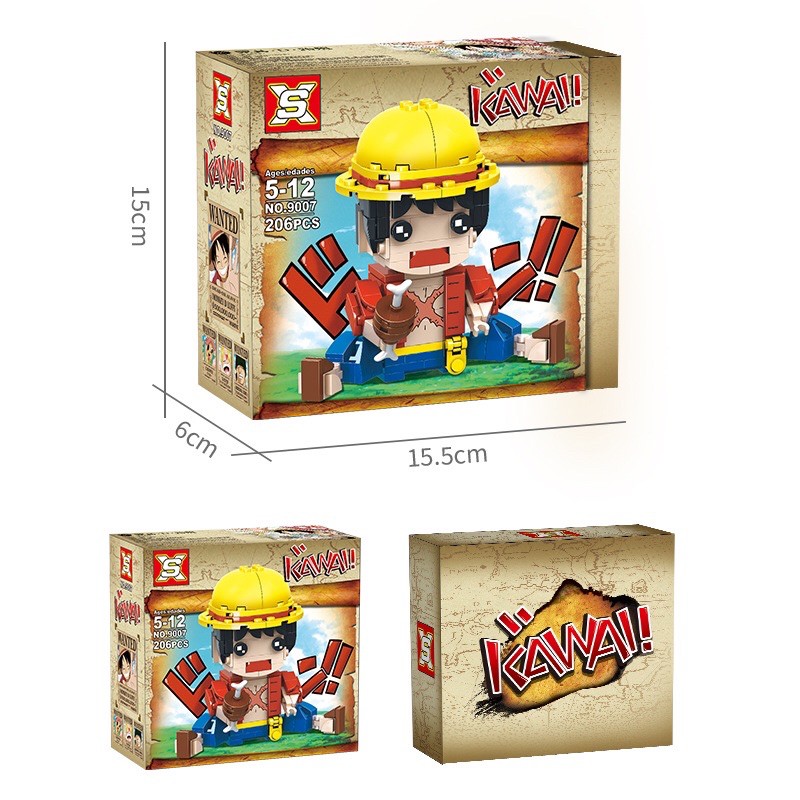 ✨ Lắp Ráp SX9007 Brickheadz 4 Mẫu One Piece ✨ Luffy Zoro