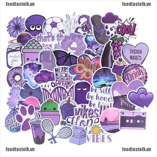 50Pcs Cartoon Purple Stickers DIY Suitcase Laptop Guitar Bicycle Car Decals