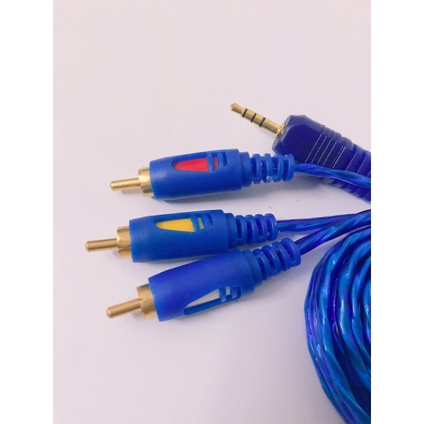 Dây Loa Âm Thanh 1 Ra 3 Dài 1.5M Màu Xanh Chất Lượng Cao