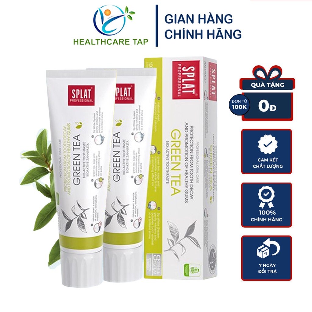 Kem Đánh Răng Splat Trà Xanh (100ml) Giảm Hôi Miệng, Ngừa Sâu Răng, Ngừa Các Vấn Đề Về Lợi - Chính hãng 100%