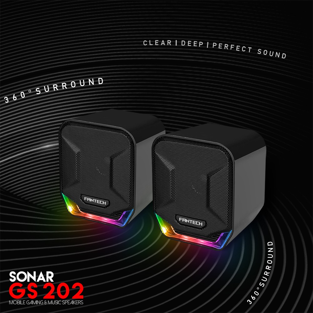 Loa vi tính Gaming siêu gọn nhẹ Fantech GS202 SONAR LED RGB Đẹp Mắt - Hàng phân phối chính hãng