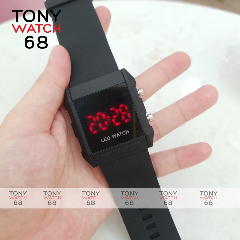 Đồng hồ điện tử nam Winsley mặt vuông dây cao su mềm siêu bền chính hãng Tony Watch 68