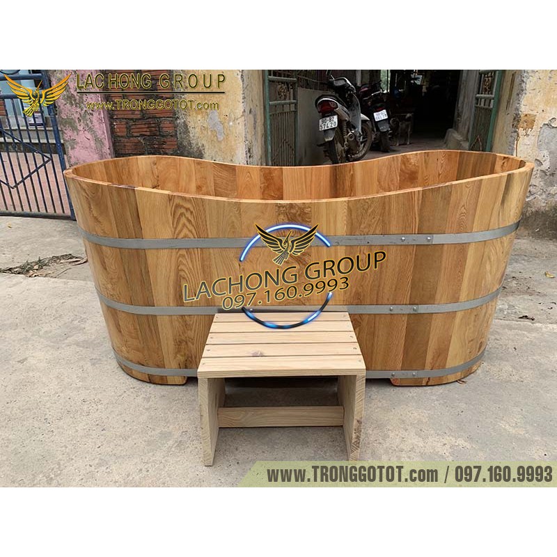 Bồn Tắm Gỗ Pơ Mu Oval 130cm | BigBuy360 - bigbuy360.vn