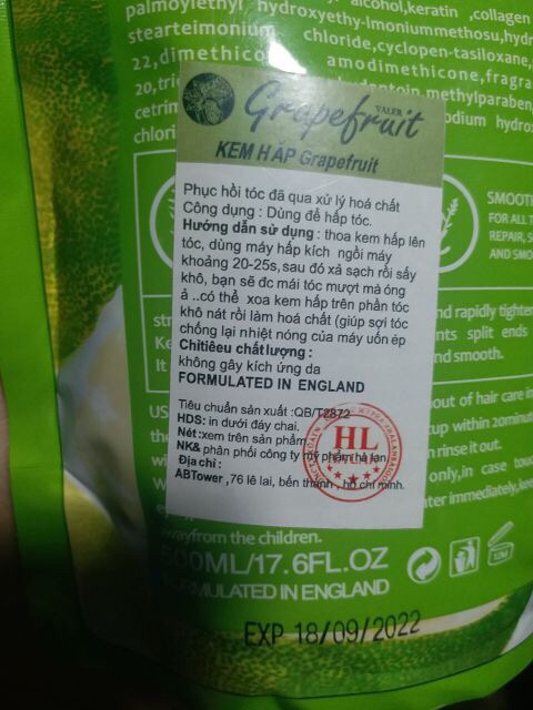 Hấp ủ tóc bưởi grapefruit 500ml ( cam kết hàng loại 1, mùi thơm) | BigBuy360 - bigbuy360.vn