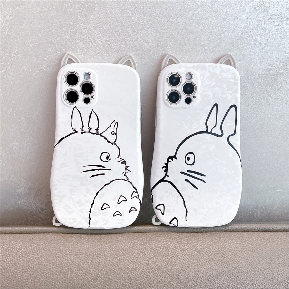 Ốp Điện Thoại TPU Mềm Hình Totoro Tai Mèo 3D Cho iPhone 14 13 11 12 Pro Max 12Pro 13Pro 14Pro 14Plus X XS Max XR 7 8 Plus