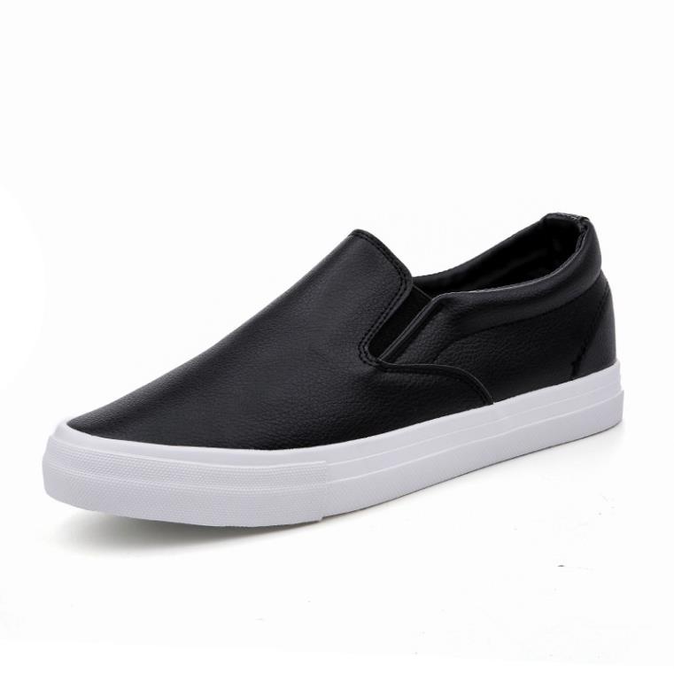 ℘ Slip on da nam - Giày lười da nam - Chất liệu da PU màu đen đế trắng và trắng full - Mã SP A568 ℘