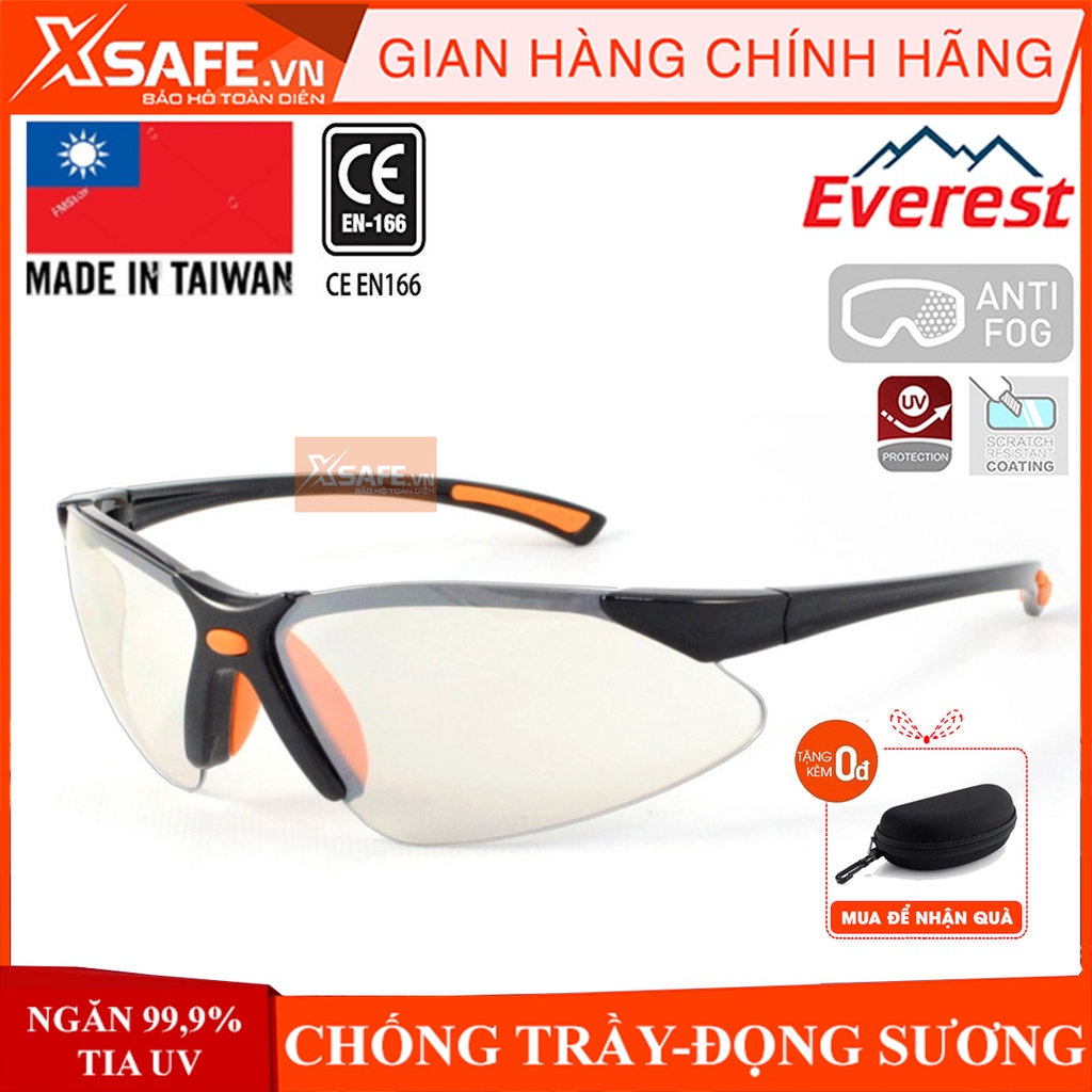 Kính bảo hộ Everest EV303 Kính chống bụi, tia UV, chống trầy xước, chống đọng sương, dùng trong lao động, đi xe máy