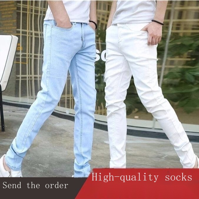 Quần Jean Bút Chì Mỏng Dáng Ôm Màu Sắc Tươi Sáng Thời Trang Mùa Hè Phong Cách Hàn Quốc Cho Nam