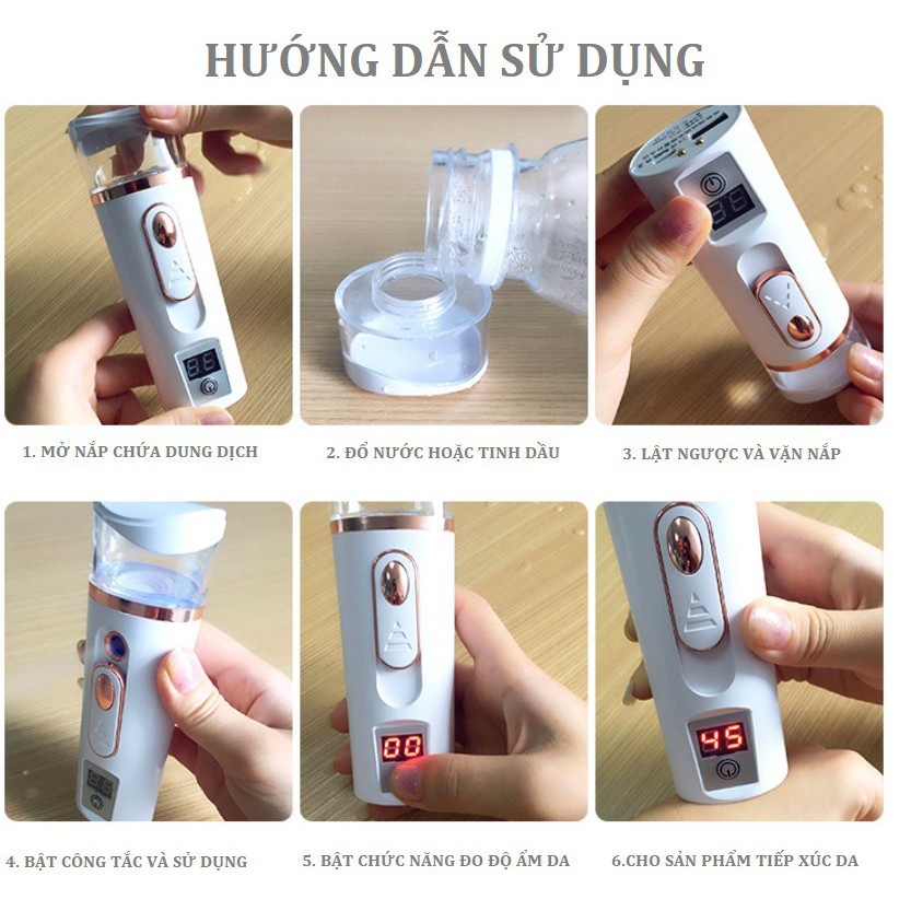 [hot] {Hot New} Máy xịt khoáng xông mặt nano mini đo độ ẩm da 2019