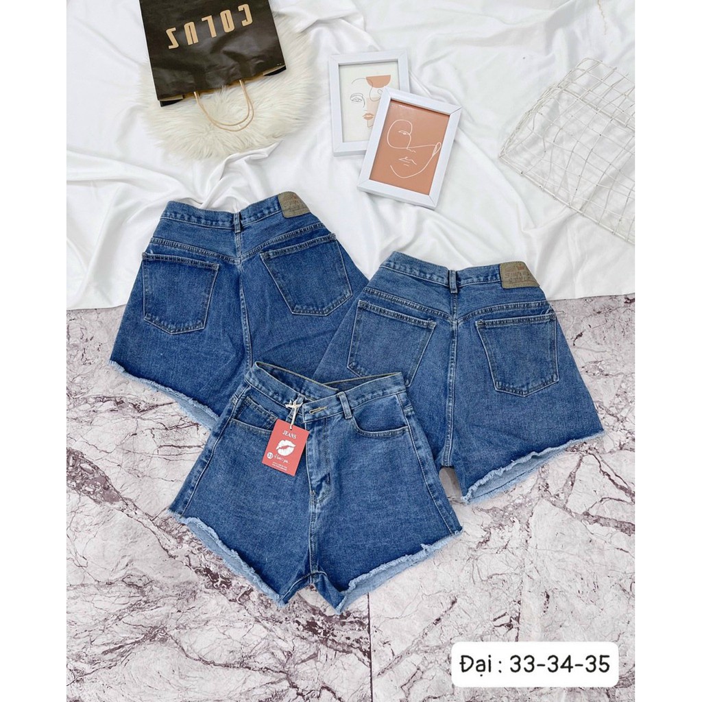 Quần sọt jean nữ trơn tua lai siêu xinh