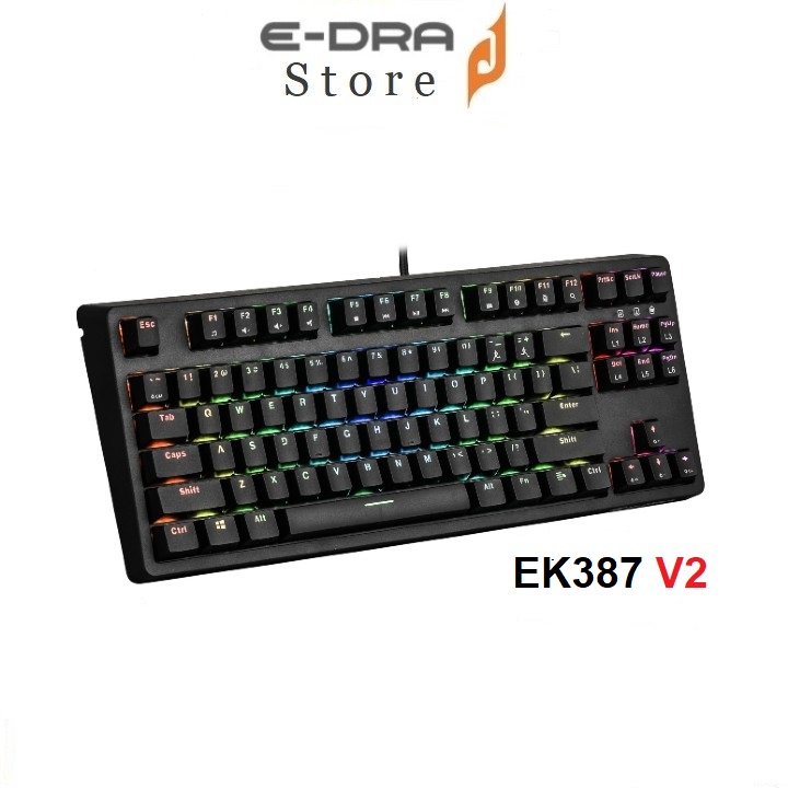 Bàn phím cơ Edra EK387 Rainbow V2 E-dra Switch (Blue /Brown /Red Switch)