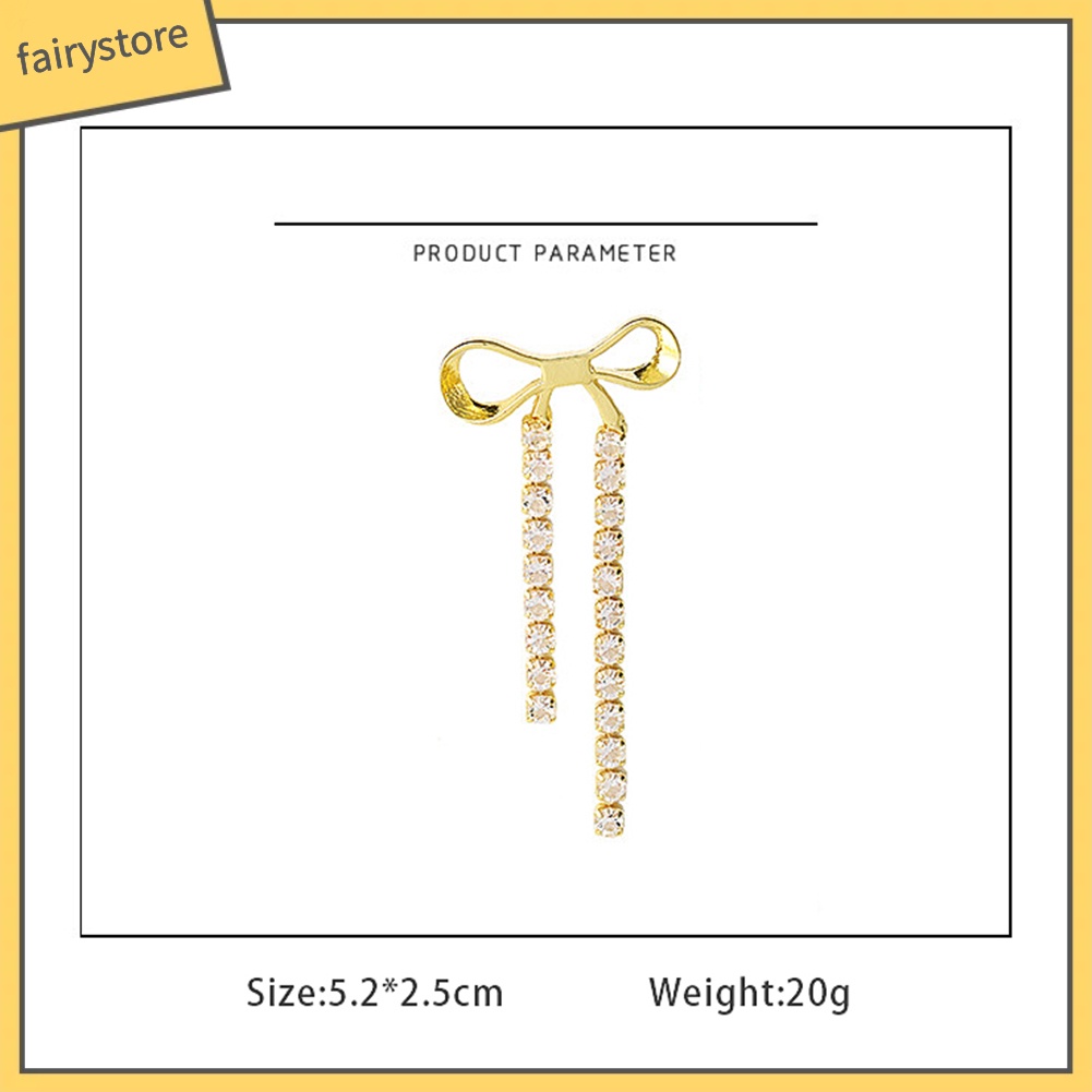 Hoa Tai Dáng Dài Phối Nơ Thiết Kế Thanh Lịch Cho Nữ