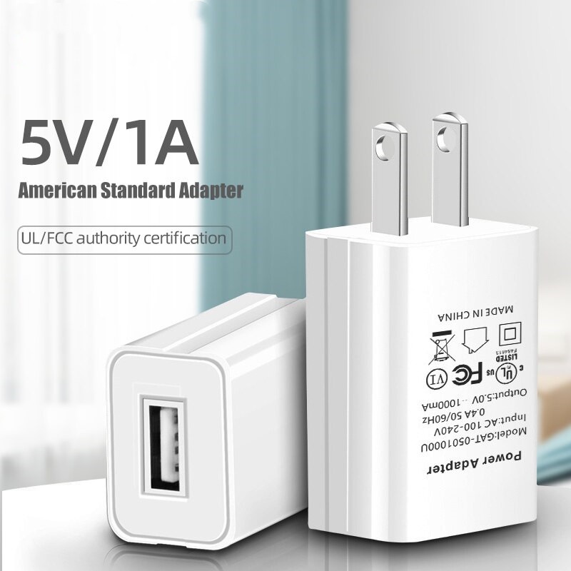 ACCEZZ 5V 1A Bộ sạc USB Bộ chuyển đổi điện thoại US EU Cắm sạc di động trên tường Bộ sạc du lịch