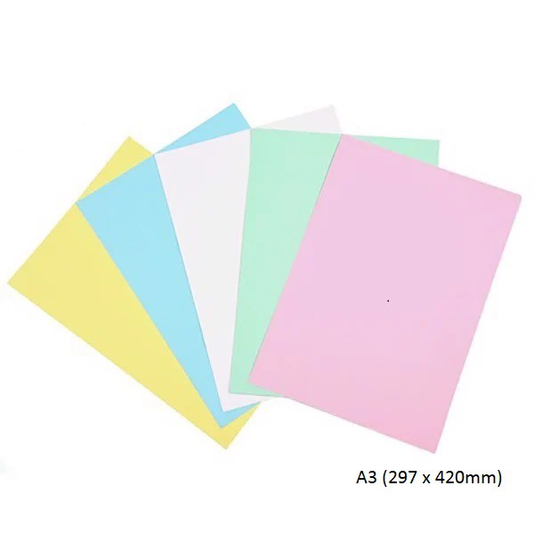 100 Tờ Bìa Thái, Bìa Màu, Bìa Cứng, Khổ A3, Định Lượng 180 gsm, 5 Màu thông dụng