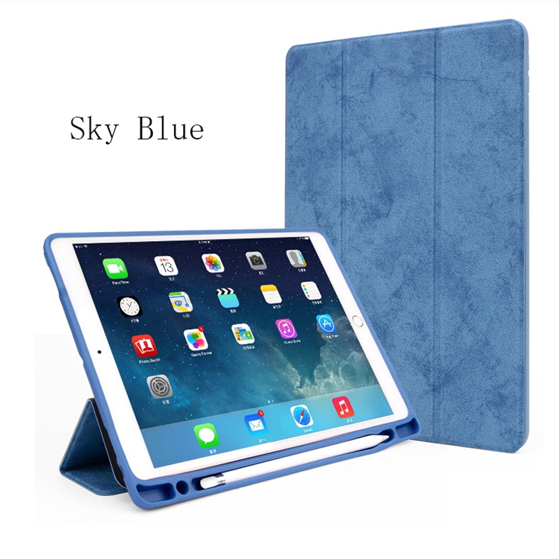 Bao da màu trơn có ngăn đựng bút cho IPad Pro 9.7 10.5 11 12.9 Inch 2018 Ipad Mini 123 4 Air 1 Air 2