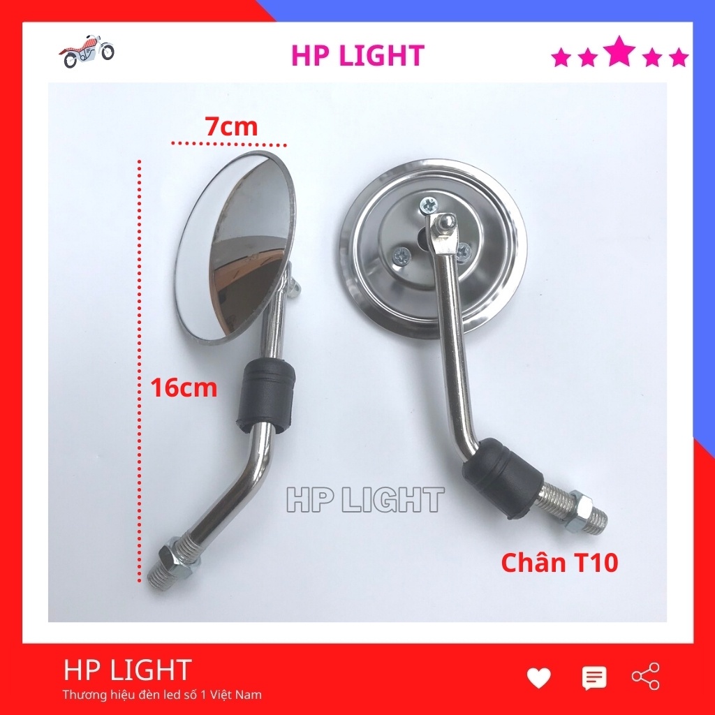 Gương xe máy thời trang mini tròn chân T10 lắp wave dream sh và các  dòng xe khác giá 1 cái HPLIGHT G CẦU