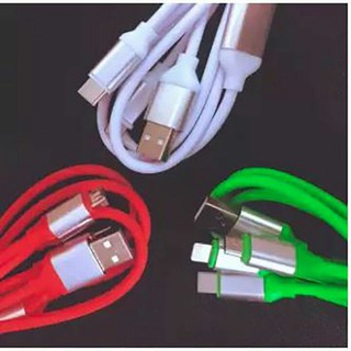 Cáp sạc 3 đầu thông minh sạc iphone android type-c.