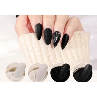 Nhũ rắc móng nail đen trắng tinh thể màu, hũ nhũ cát nail kim cương mịn ánh màu kim tuyến
