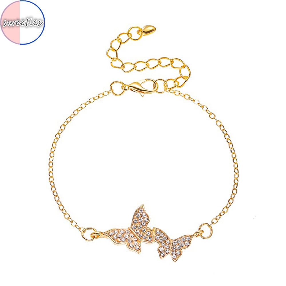 Vòng Tay Hợp Kim Mặt Hình Bướm Đính Đá Xinh Xắn COD