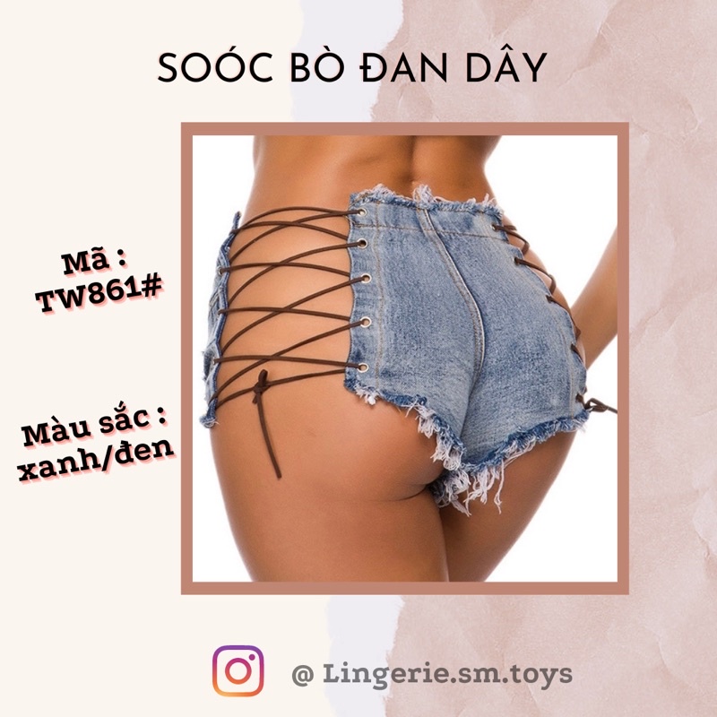 TW861# - &lt;Xanh/Đen&gt; Sooc Bò Nữ Đan Đây Sau Gợi Cảm