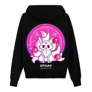 Áo khoác hoodie street fox kitsune đen hd10