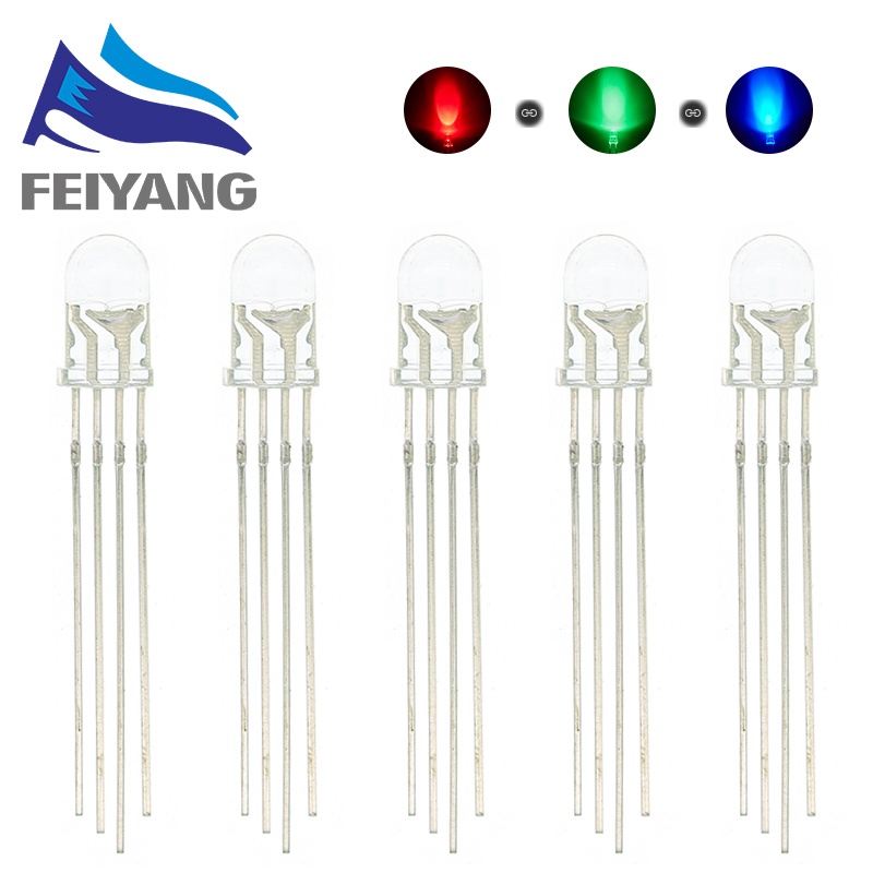 Set 10 Bóng Đèn LED RGB Nhiều Màu Sắc 5mm 3V