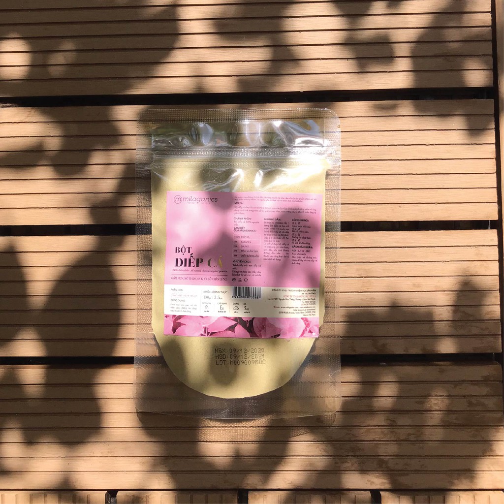 Bột Diếp Cá Nguyên Chất Đắp Mặt Nạ Ngừa Mụn, Mờ Vết Thâm, Se Khít Lỗ Chân Lông MILAGANICS 100g (Túi Zip) | BigBuy360 - bigbuy360.vn