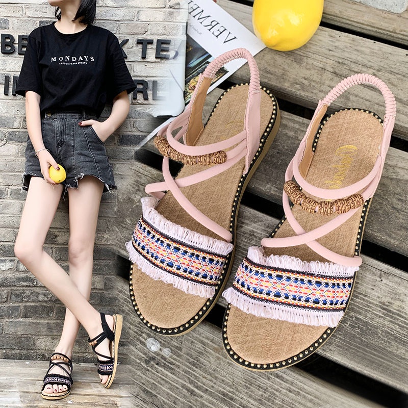 Giày Sandal Phong Cách Bohemian Mẫu 2020 One Size Nhỏ Thời Trang Đi Biển Dành Cho Nữ
