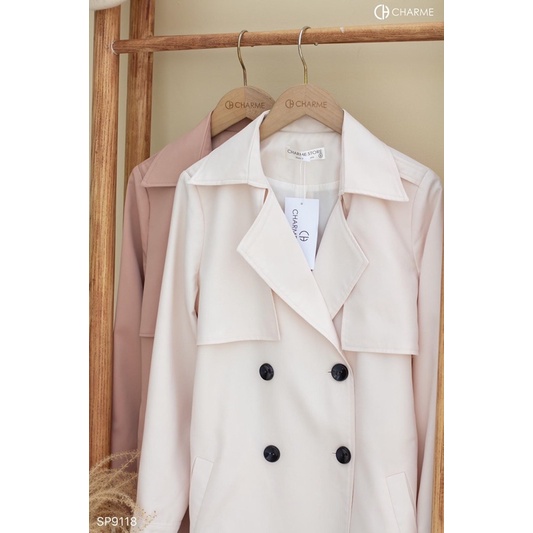 Áo khoác nữ măng tô tay bo thiết kế Charme 9118 | BigBuy360 - bigbuy360.vn