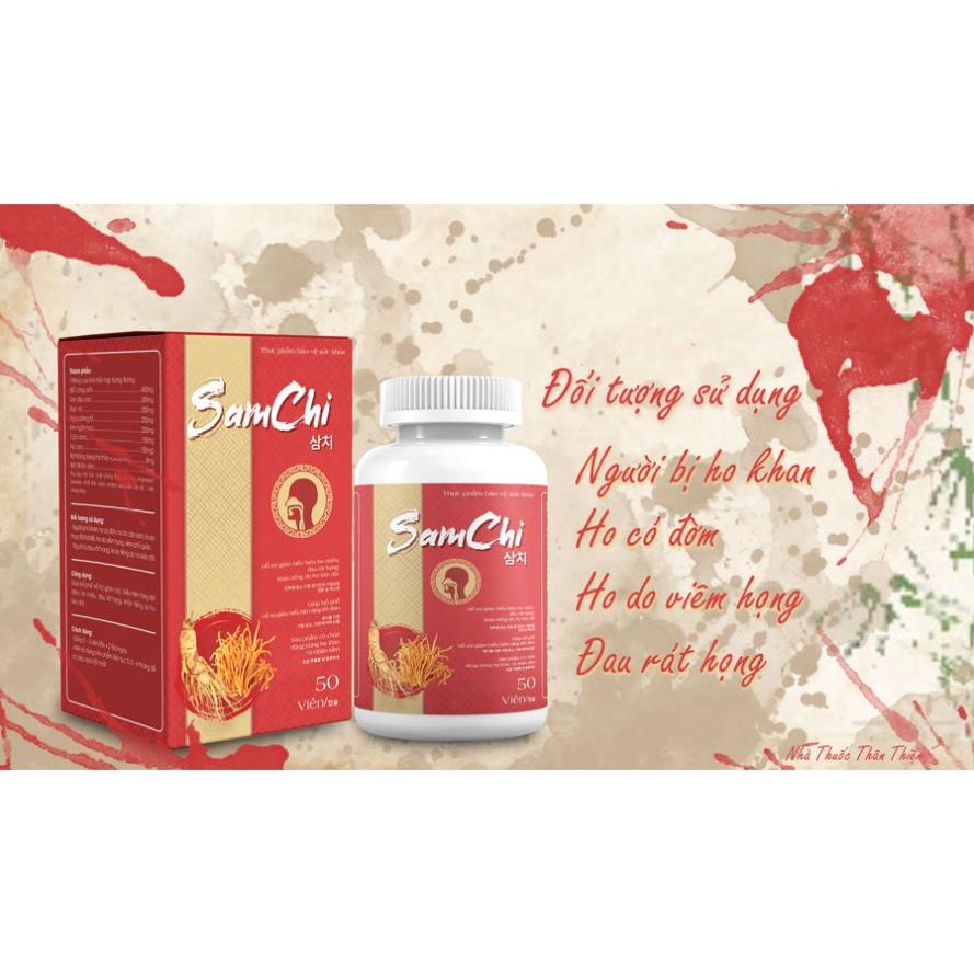 Samchi - Hỗ trợ giảm các biểu hiện tăng tiết đờm, ho nhiều, đau rát họng, hỗ trợ bổ phế ( hộp 50 viên)