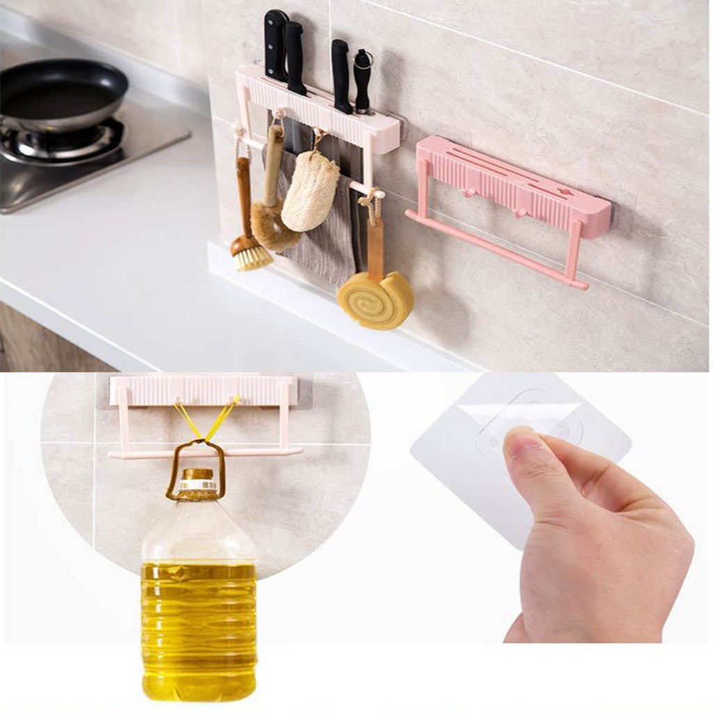 Giá Kệ Để Dao Kéo kiêm giá treo khăn nhà bếp gắn tường thông minh MÃ CD2