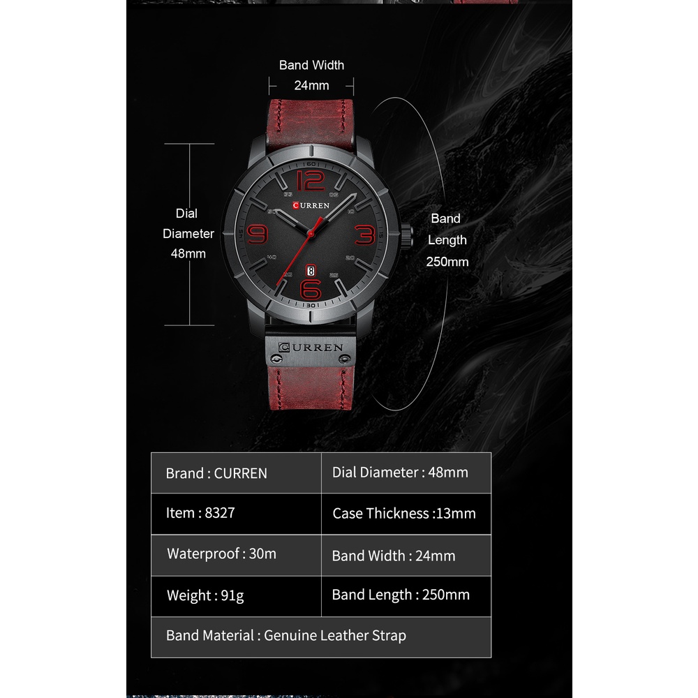 Đồng Hồ Quartz Đeo Tay CURREN 8327 Dây Da Chống Nước Cho Nam | BigBuy360 - bigbuy360.vn