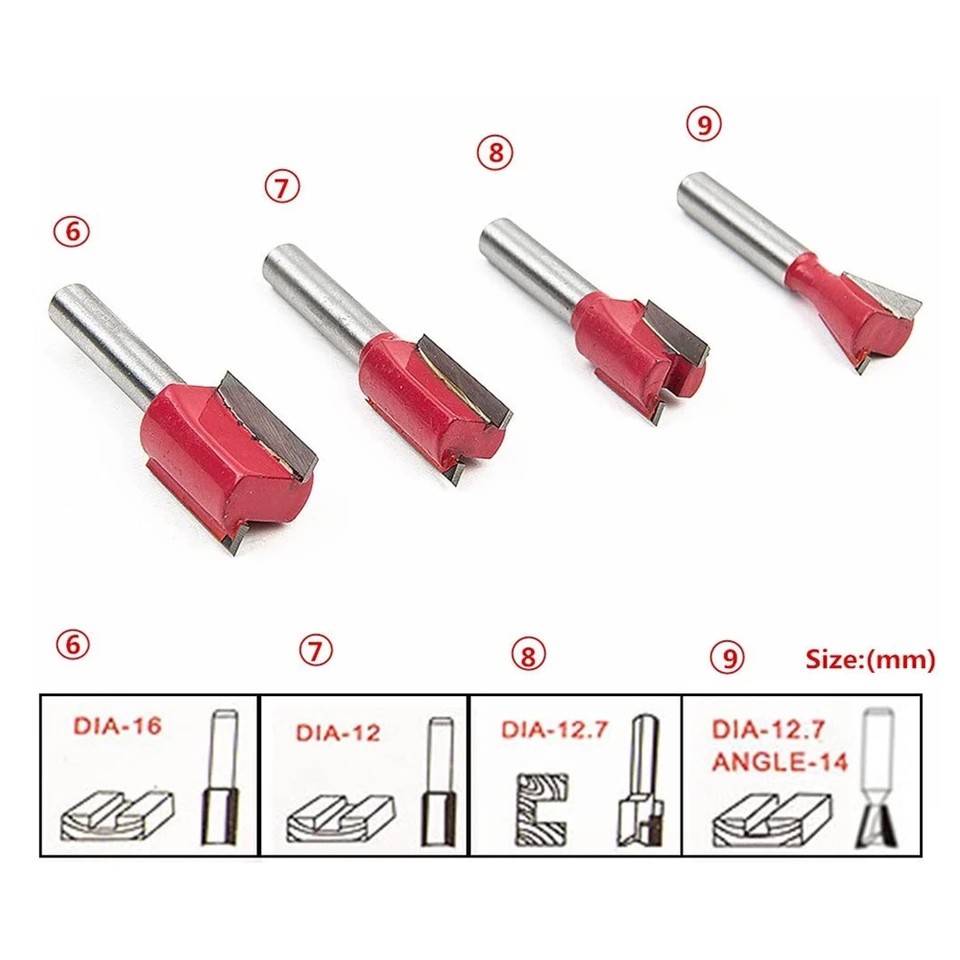 Bộ mũi phay gỗ cốt 6.35mm hoặc 12.7mm - BỘ 15 MŨI SOI GỖ