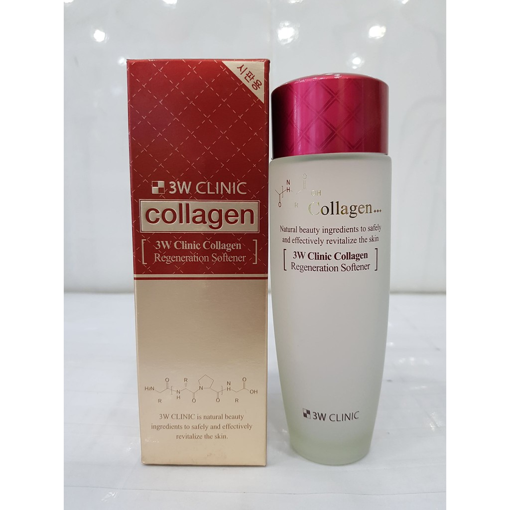 Nước Hoa Hồng Không Cồn Collagen 3W CLINIC 150ml Hàn Quốc