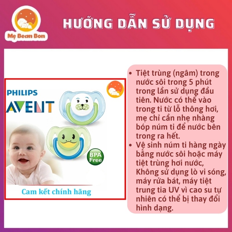 Ti Giả Avent Chỉnh Nha Chống Vẩu Đủ Size Cho Bé